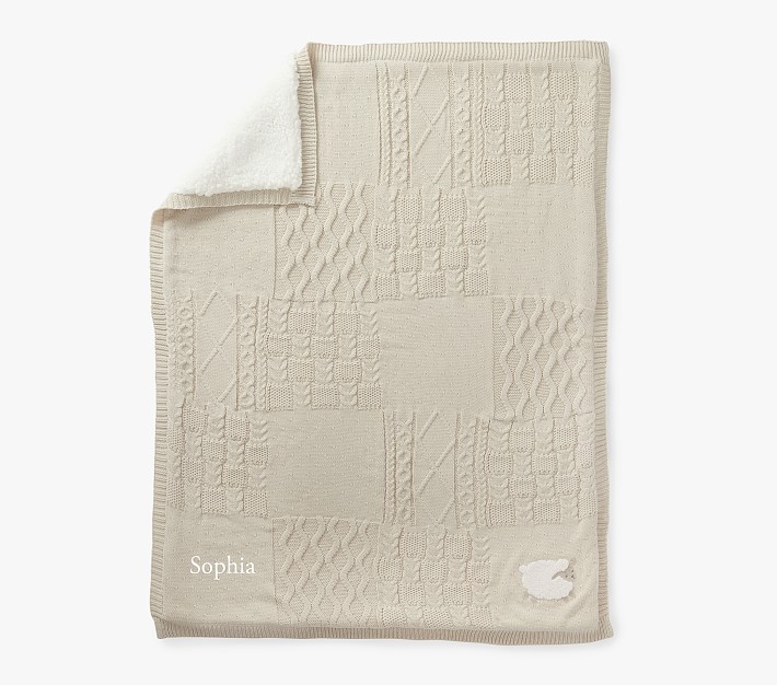 Sheep Patchwork Cable Heirloom Baby Blanket Pottery Barn Kids