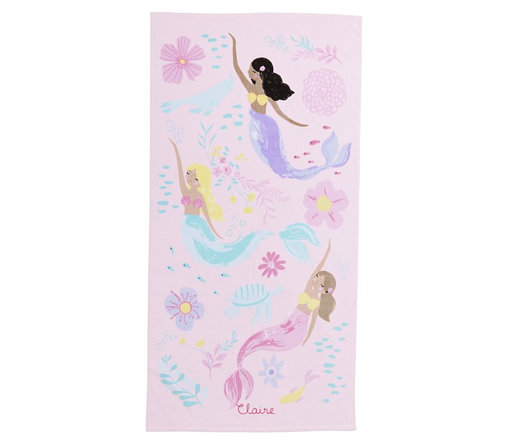 Mermaid Allover Kid Beach Towel Pottery Barn Kids