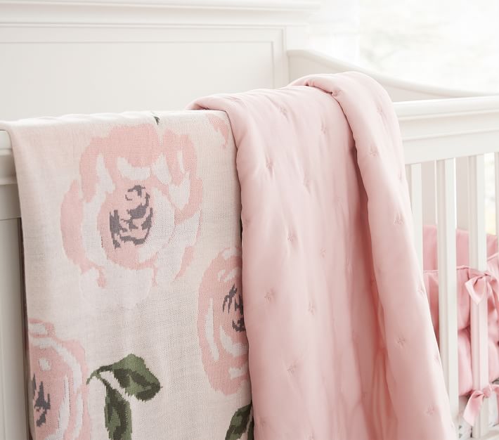 Meredith Knit Floral Baby Blanket Pottery Barn Kids