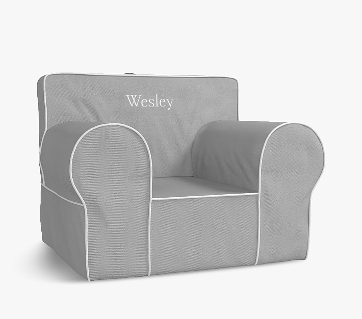 Oversized Anywhere Chair®, Gray with White Piping Pottery Barn Kids