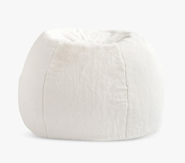 Ivory Faux Fur Anywhere Beanbag™ Kids Bean Bag Chairs Pottery Barn Kids