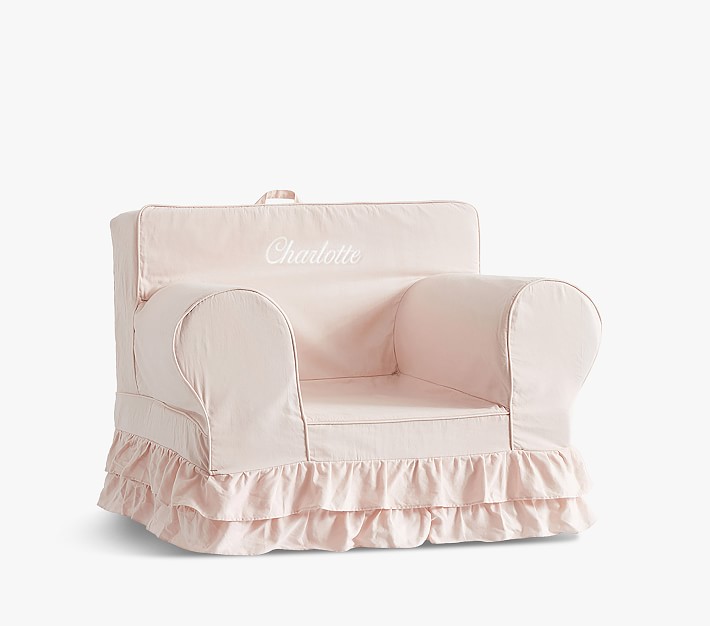 Kids Anywhere Chair Dusty Blush Ruffle Pottery Barn Kids   Dusty Blush Ruffle Anywhere Chair O 