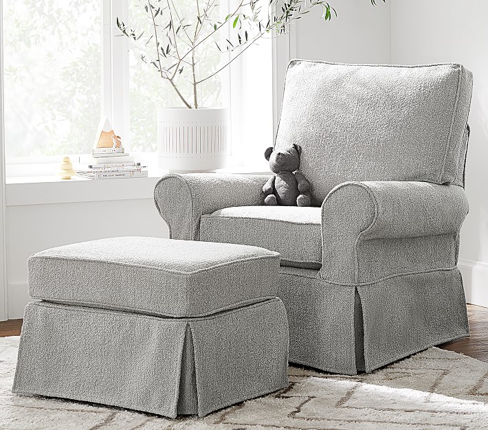 white and gray glider rocker