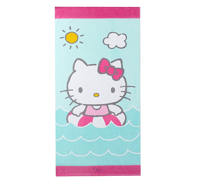 Official Hello Kitty Prep 1976 Cotton Beach Towel with Carry Case Gift 