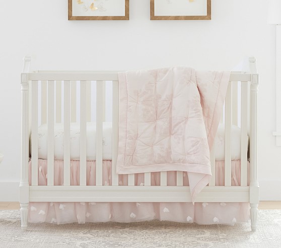Pottery Barn Kids Monique Lhuillier ETHEREAL LACE Crib Quilt/Sheet Blush Floral 