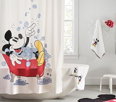 Disney Mickey Mouse Bath Set Towels Shower Curtain Bath Mat Pottery Barn Kids