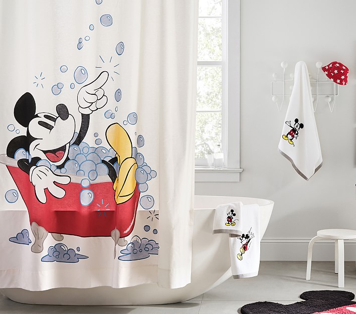 Disney Mickey Mouse Bath Set Towels, Shower Curtain, Bath Mat Pottery Barn Kids