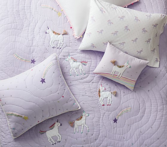 Details about   Pottery Barn Kids Unicorn Rainbow Twin Flat Sheet White Lavender Dot 100% Cotton 
