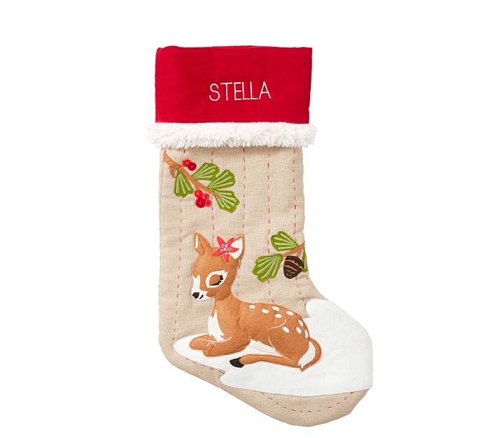 Girl Deer Woodland Christmas Stocking  Pottery Barn Kids