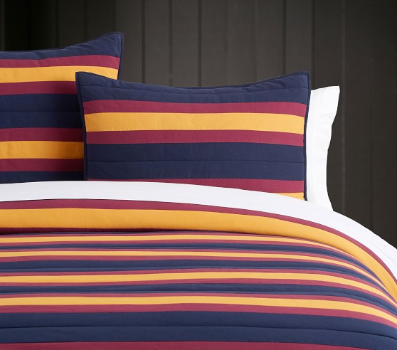 NWT Pottery Barn  Harry Potter Hogwarts Stripe Quilt Gryffindor TWIN Free Ship! 