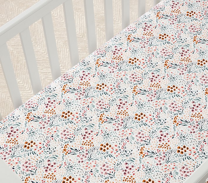 Organic Field Floral Crib Fitted Sheet Pottery Barn Kids