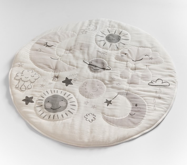 Skye Moon & Stars Muslin Travel Play Mat Pottery Barn Kids