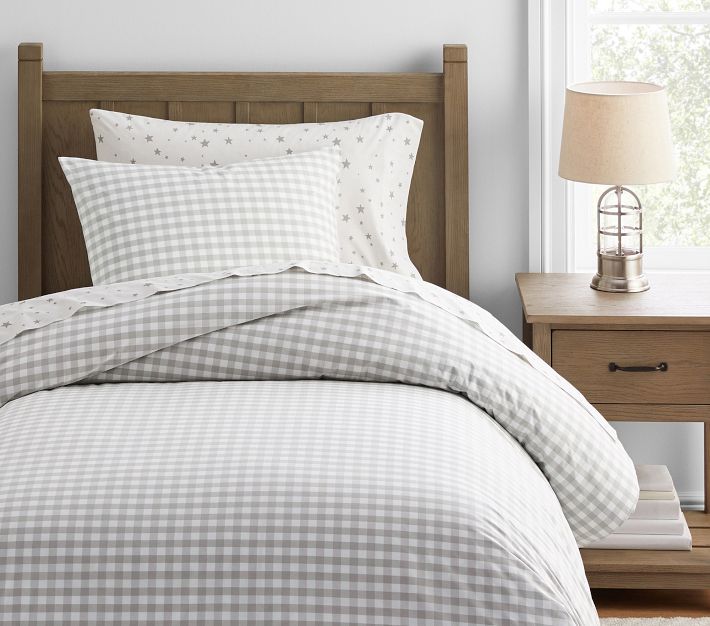 Boys Organic Check Kids' Duvet Cover | Pottery Barn Kids