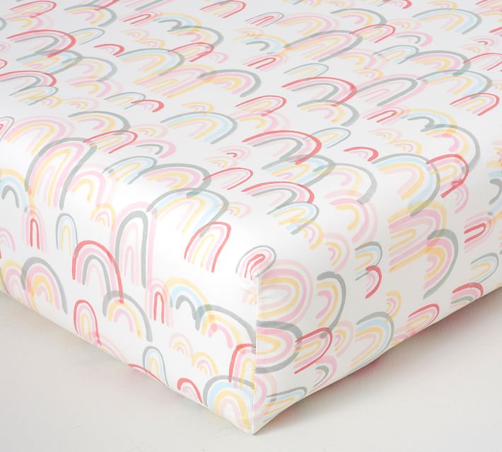 organic rainbow crib sheet