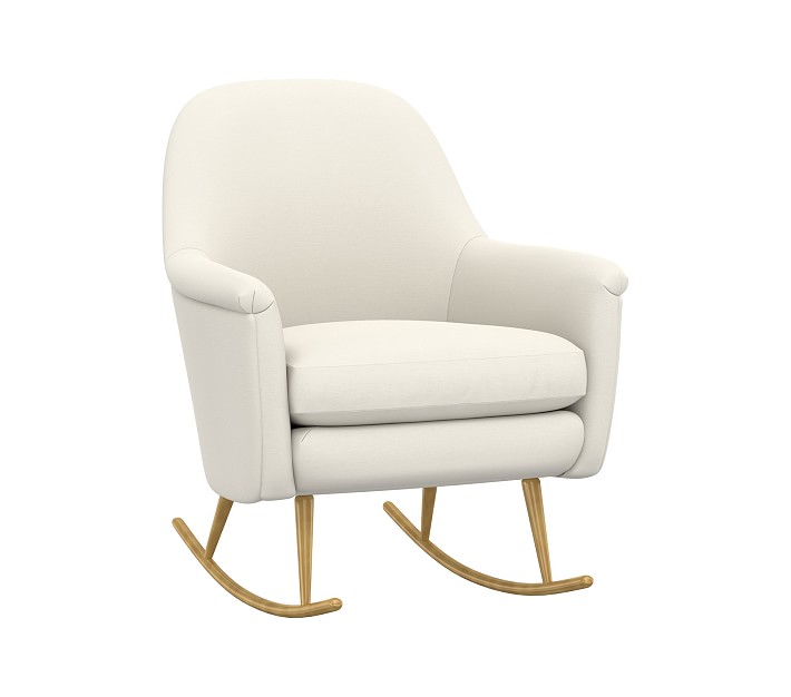 white and gold rocking chair