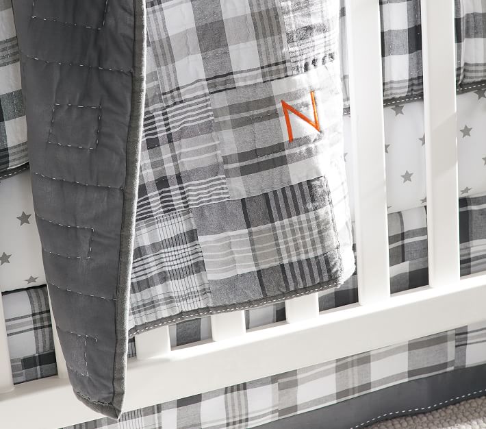 Gray Madras Crib Bedding Set Pottery Barn Kids