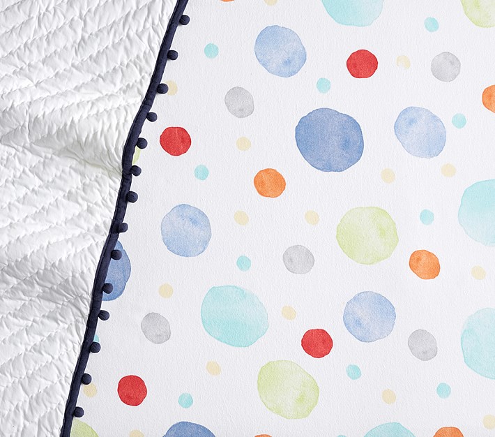 Oversized Bubble Dot Organic Flannel Crib Fitted Sheet Pottery Barn Kids