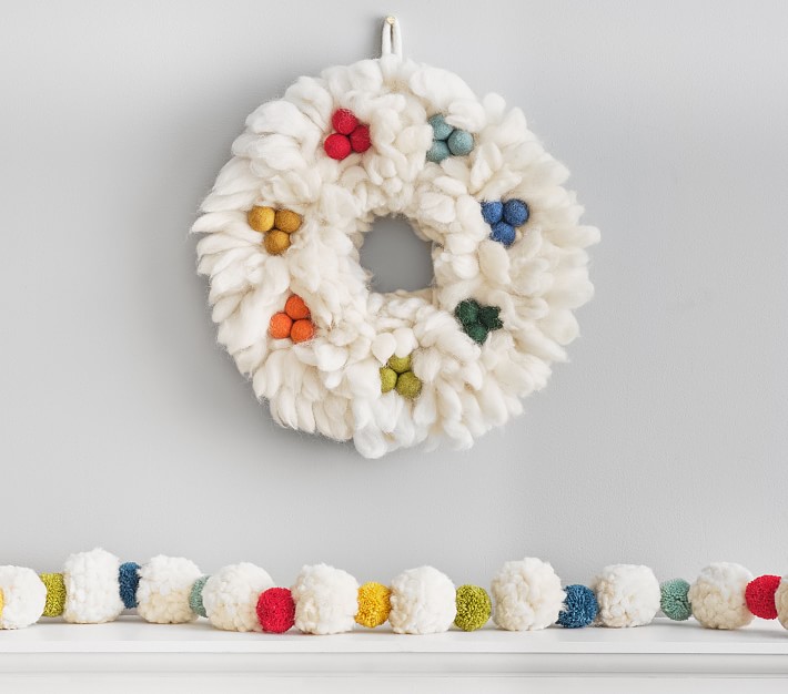 West Elm X PBK Ivory Felt Wreath Pottery Barn Kids