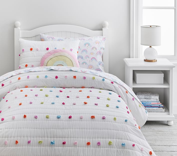 rainbow pom bedding