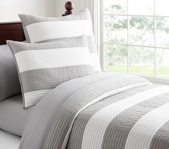 pottery barn rugby stripe duvet