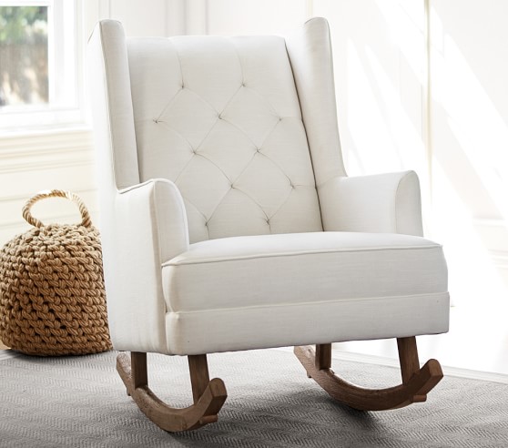 white tufted rocking chair