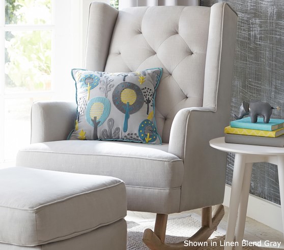 gray tufted rocking chair