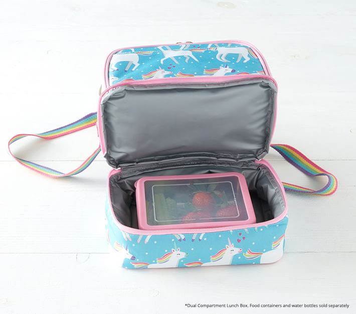 Mackenzie Aqua Sparkle Glitter Kids Lunch Boxes Pottery Barn Kids