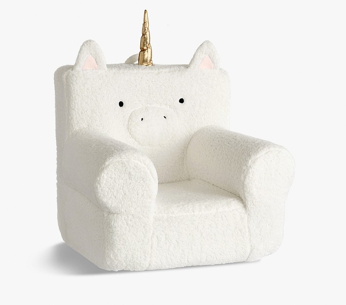 Ivory Unicorn Faux Fur Anywhere Chair® Kids Armchair Pottery Barn Kids