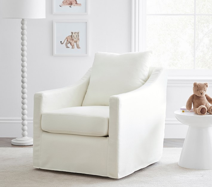 Ayden Slipcovered Nursery Swivel Glider Chair | Pottery Barn Kids