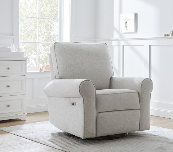 pottery barn comfort swivel glider recliner