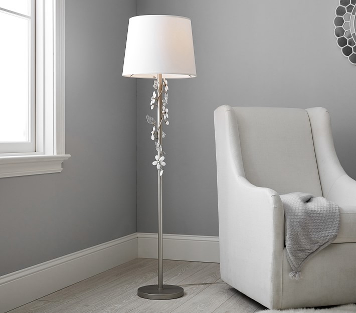 white flower floor lamp