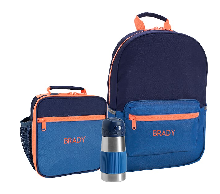 Astor Blue Navy Orange Backpack & Lunch Bundle, Set Of 3 Pottery Barn