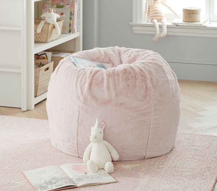 Blush Faux Fur Anywhere Beanbag™ | Pottery Barn Kids