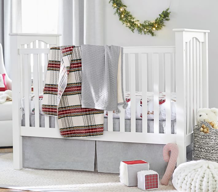 Organic Flannel Santas Sleigh Crib Sheet Pottery Barn Kids