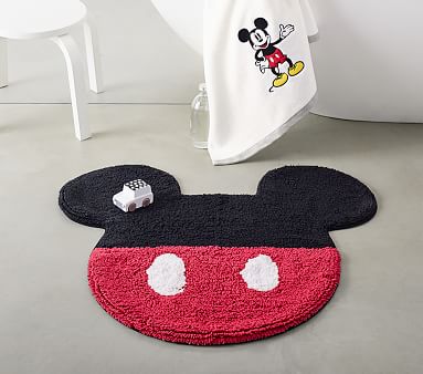 Disney Mickey Mouse Bath Mat, Bath Mat, Black