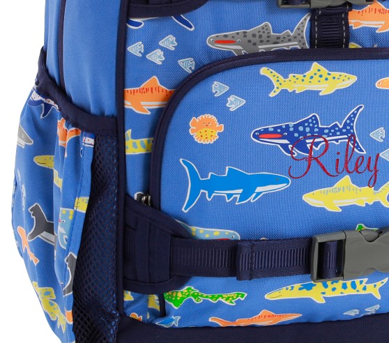 Mackenzie Blue Bright Sharks Glow-in-the-Dark Backpacks | Pottery Barn Kids