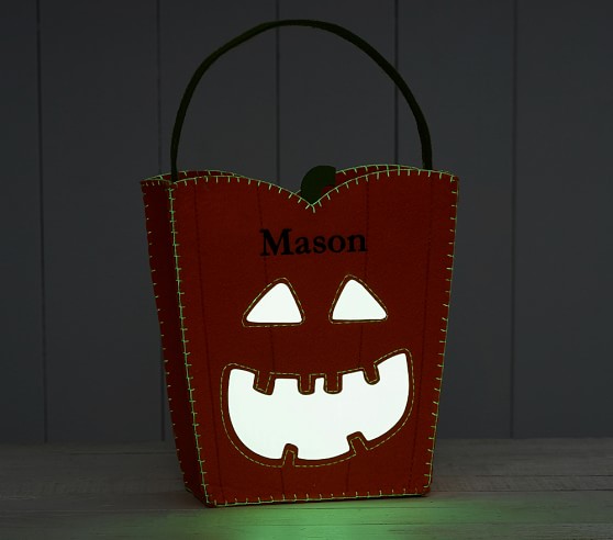 Glow In The Dark Pumpkin Felt Trick Or Treat Bag | Pottery Barn Kids