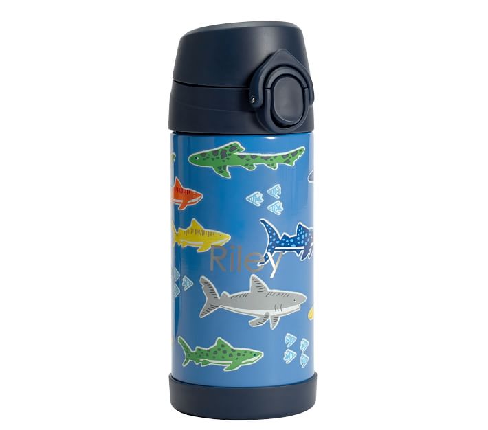 Mackenzie Bright Blue Sharks Glow-in-the-Dark Water Bottle | Pottery ...