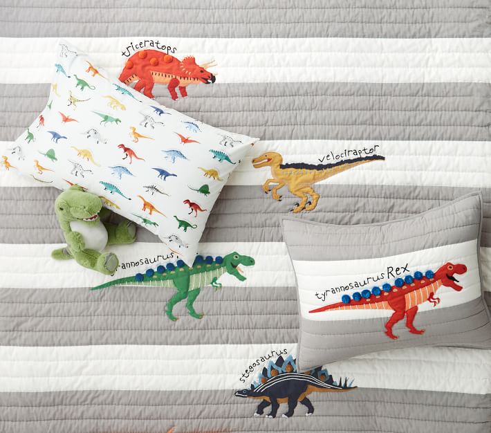 Finn Dino Organic Toddler Sheet Set & Pillowcase Pottery Barn Kids