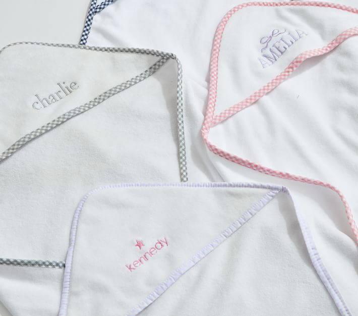 Baby Hooded Towel- Light Blue Gingham