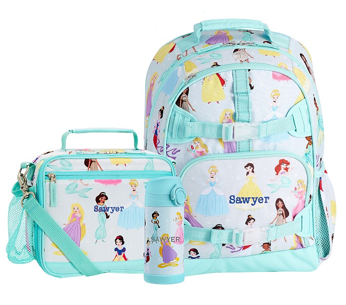 Mackenzie Aqua Disney Princess Backpack & Cold Pack Lunch Bundle, Set Of 3 Pottery Barn Kids
