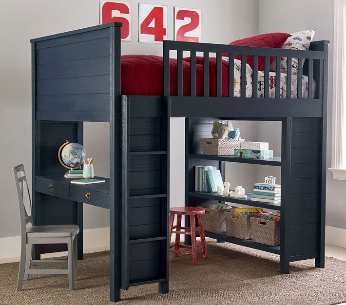 pottery barn bunk bed with desk