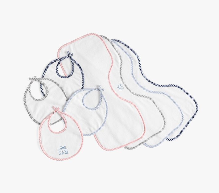 Gingham Bib & Burp Cloth Set Pottery Barn Kids