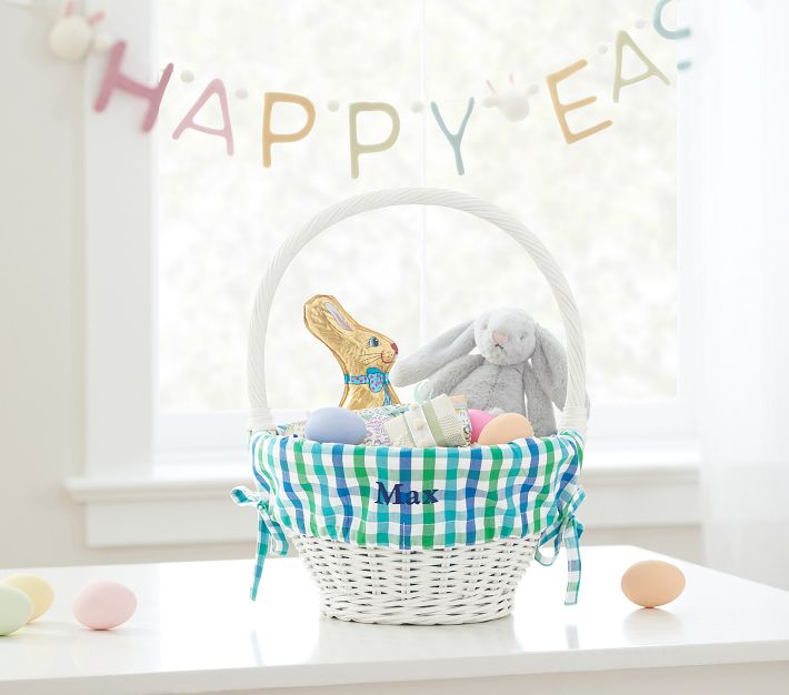 Blue/Green Nantucket Plaid Easter Basket Liners Pottery Barn Kids