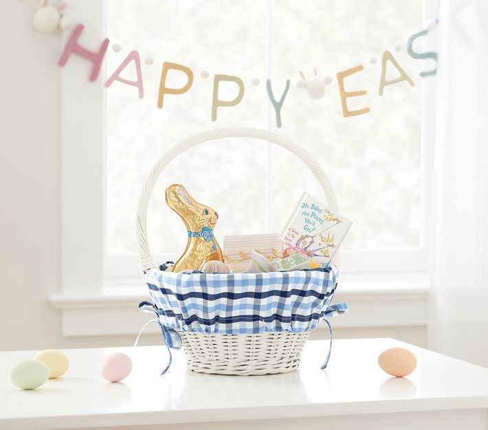 Blue/White Nantucket Plaid Easter Basket Liners Pottery Barn Kids
