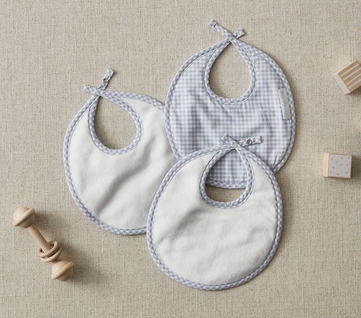Gingham Bib, Burp Cloth & Swaddle Bundle Pottery Barn Kids