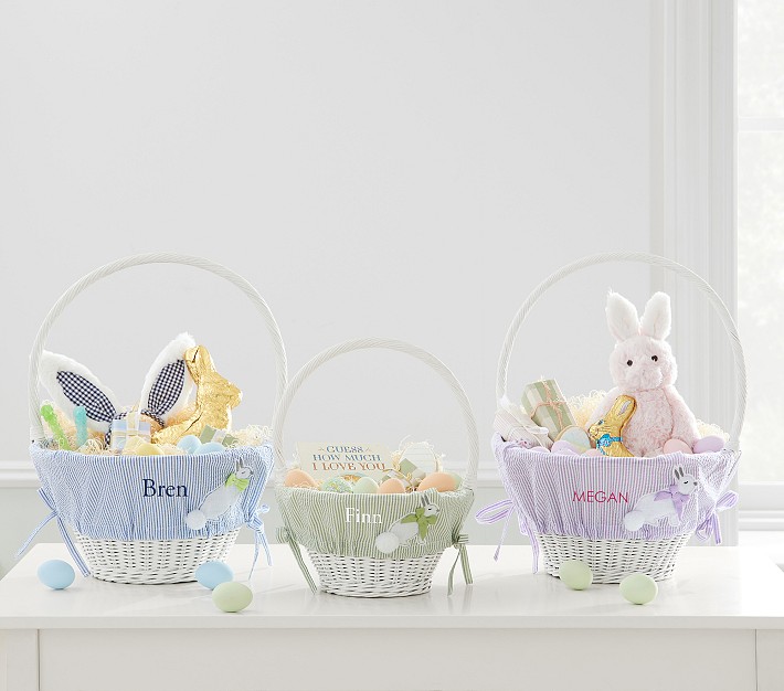 Bunny Appliqué Seersucker Easter Basket Liners
