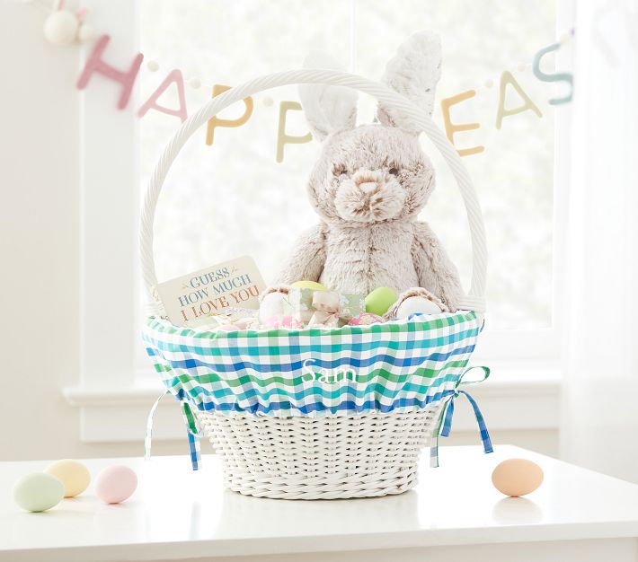 Blue/Green Nantucket Plaid Easter Basket Liners Pottery Barn Kids