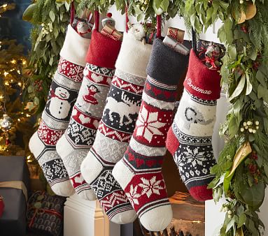 Snowflake Natural Fair Isle Christmas Stocking | Pottery Barn Kids