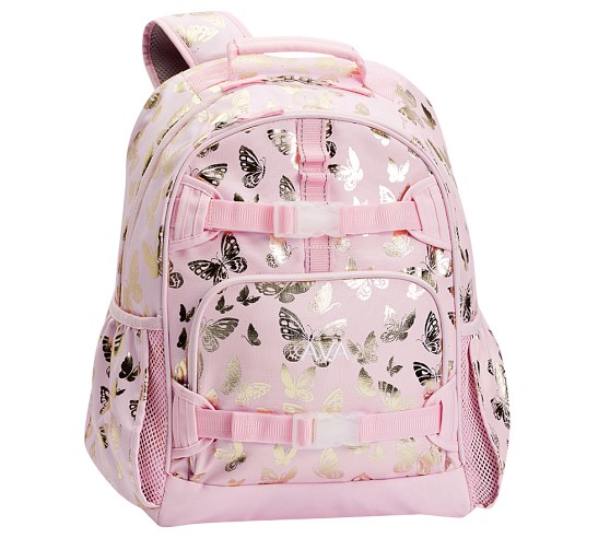 Mackenzie Pink Gold Foil Butterflies Girls Backpacks | Pottery Barn Kids